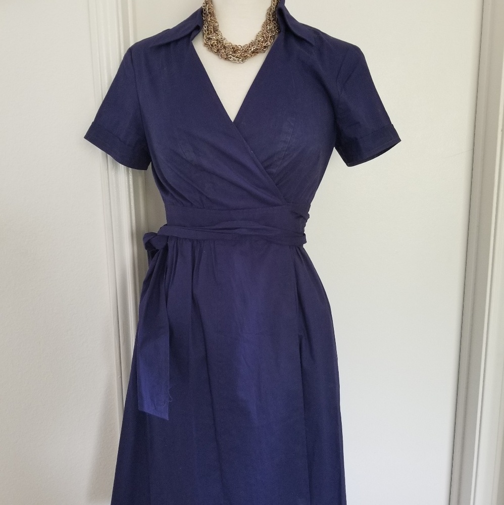 Navy blue wrap dress